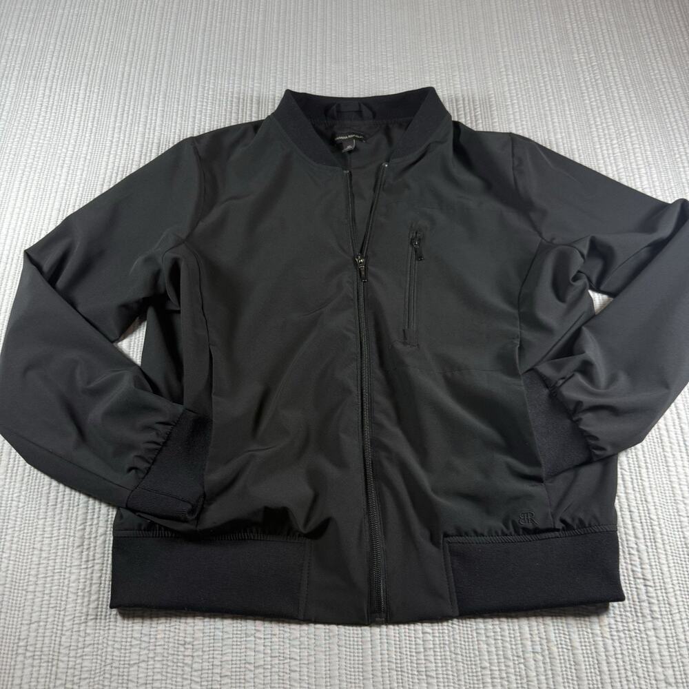 Banana Republic Black Bomber Jacket Mens M Full Zip Minimalist Normcore